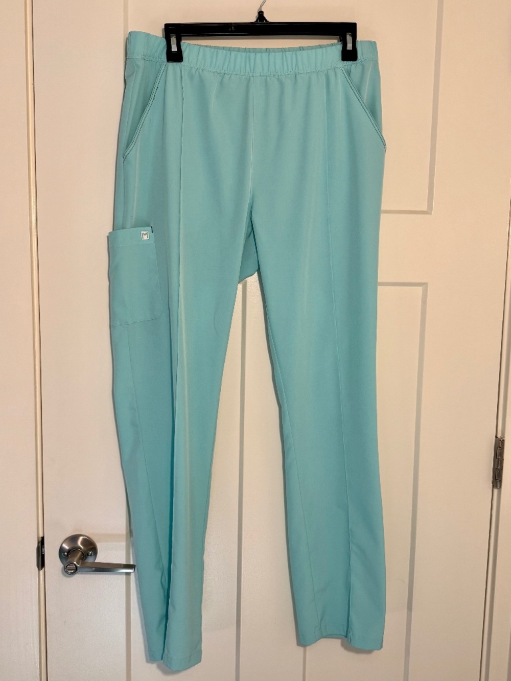 Maevn Aqua Scrub Pants Large Pull-On Straight Leg Pockets